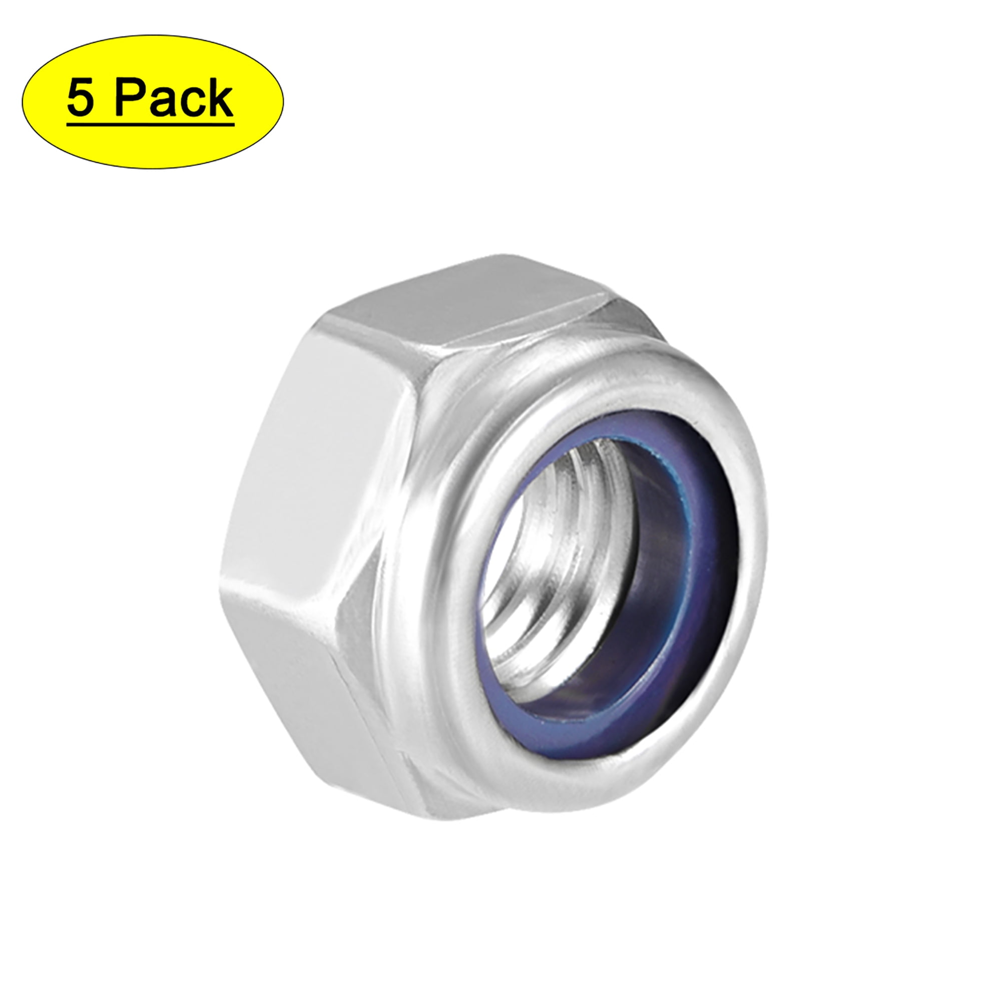 Uxcell M12x1.75mm Hex Lock Nuts Stainless Steel Nylon Insert SelfLock