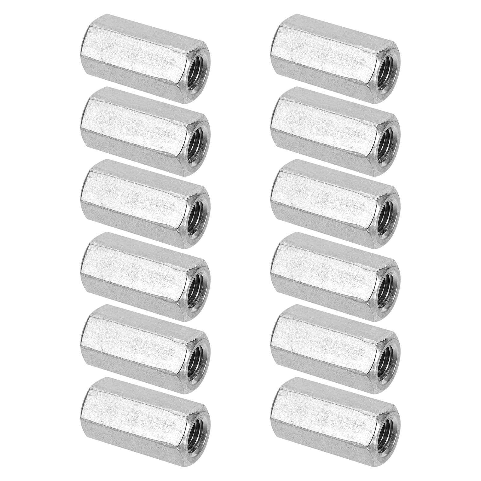 Uxcell M12x1.75mm Stainless Steel Hex Coupling Nuts,12pcs 40mm Threaded ...
