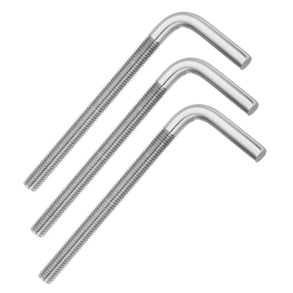 Uxcell M12x150mm 7/L-Shaped Right Angle Bolt Screw, 304 Stainless Steel L Shape Foundation Bolt Long Square Bend Screw, 3 Pcs