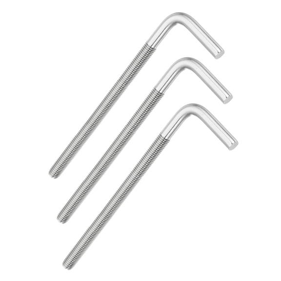 Uxcell M12x200mm 7/L-Shaped Right Angle Bolt Screw, 304 Stainless Steel L Shape Foundation Bolt Long Square Bend Screw, 3 Pcs