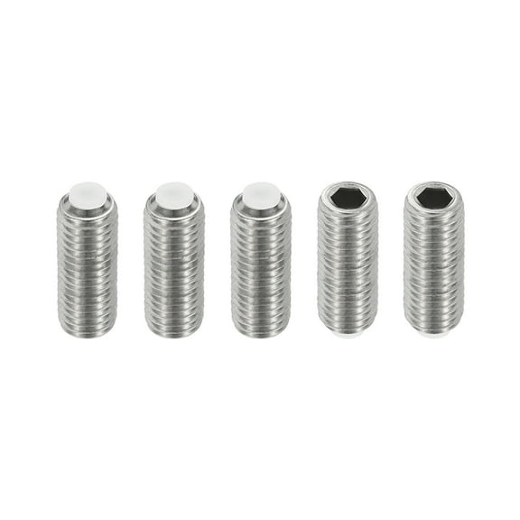 Uxcell M12x30mm Nylon Tip Grub Screw, 5pcs 304 Stainless SteelInternal Hex Head Cup Point Bolt Hardware