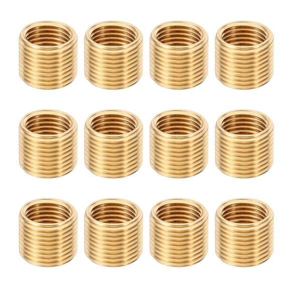 Uxcell M12xM10x10mm Brass Thread Adapter Reducer Thread Reducing Nuts Insert, 12pcs Fine Thread Tube Pipe Fitting