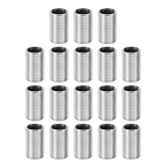 Uxcell M12xM10x20mm Metal Threaded Repair Insert Nut, 18Pcs Male to Female Fine Thread Sleeve, White Zinc