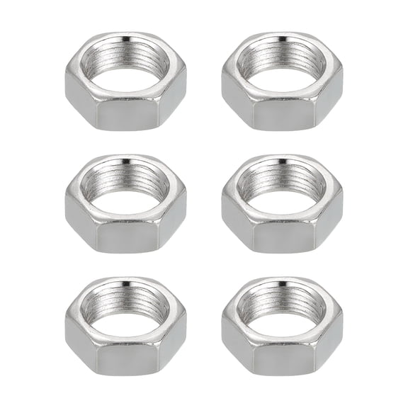 Uxcell M13x1x7mm Steel Hex Nuts, 6Pcs Metric Thread Carbon Steel Zinc Plated Finished Hardware Metal Screw Nuts Fasteners for Machinery Manufacturing, Industrial Use, 17mm Width