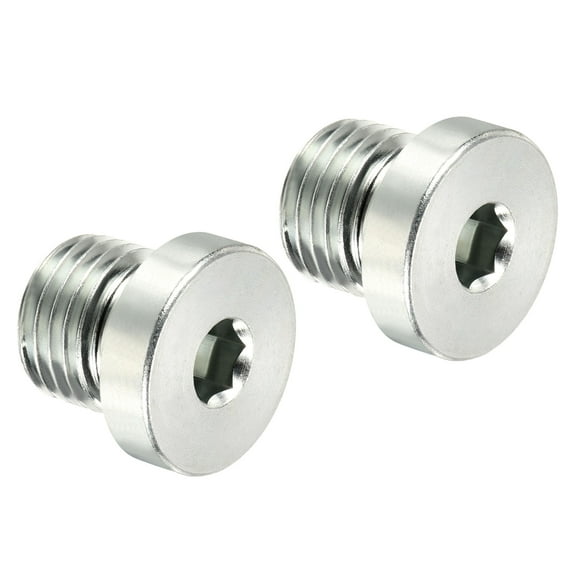 Uxcell M14*1.5 Internal Hex Head Pipe Fitting Plug, 2 Pack Male Thread 45# Steel Socket Plug with Sealing Ring