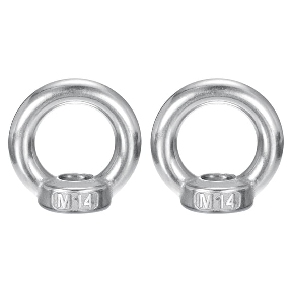 Uxcell M14-2x50mm Lifting Eye Nuts, 2 Pack Stainless Steel Round Ring Shape Threaded Fastener