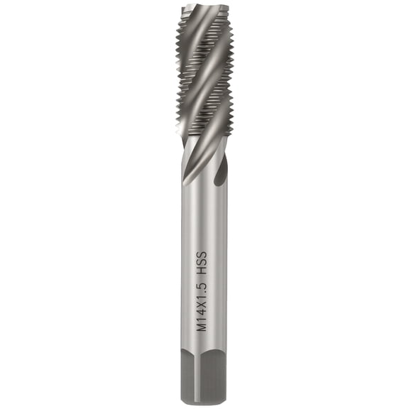 Uxcell M14 x 1.5 Spiral Flute Thread Tap - M2 High Speed Steel 4 Flute Right Hand Thread Tap Polished Finish Screw Thread Milling Machine Taps Threading Tapping
