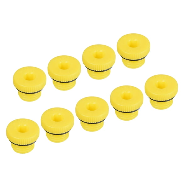 Uxcell M14x1.5 Hold Plugs Plastic Male Threaded Hex Socket End Cap, Yellow 9 Pack