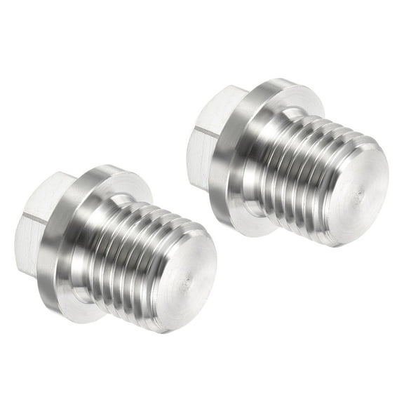 Uxcell M14x1.5 Male Plug Stainless Steel Thread Hex Head Socket Solid Pipe Fitting 2 Pack