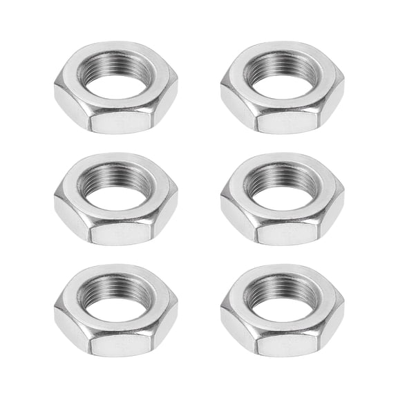Uxcell M14x1mm Hex Nuts, 6Pcs 304 Stainless Steel Metric Fine Thread Hexagon Lock Nuts Fasteners 22mm/0.87" Width, 7mm/0.28" Height for Machinery Automotive Industrial Use