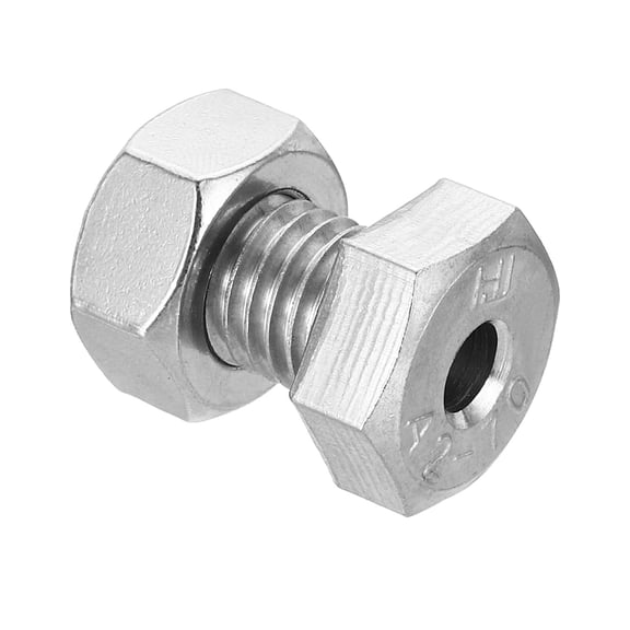 Uxcell M14x25mm Hollow External Hexagon Screw Cylindrical Lamp Threading Screws Through Hole Bolt with Nut 1 Set