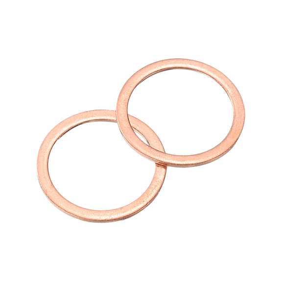 Uxcell M16 Flat Washer, 16 Pack Copper Ring Washer 20mm OD 1 Thick Sealing Gasket Ring