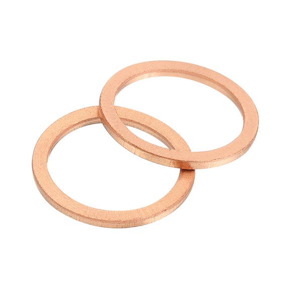 Uxcell M16 Flat Washer, 30 Pack Copper Ring Washers 20mm OD Metal Sealing Gasket Ring