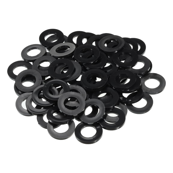 Uxcell M16 Nylon Flat Washer, 150 Pack 16mm ID 30mm OD 3mm Thick Sealing Spacer Gasket Ring, Black