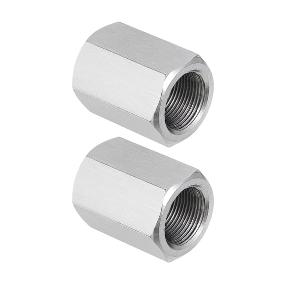 Uxcell M16 x 1-Pitch 304 Stainless Steel Hex Coupling Nuts, 2Pcs 30mm / 1.2" Length Fully Threaded Rod Coupling Nut Studding Connector Fasteners, Silver Tone