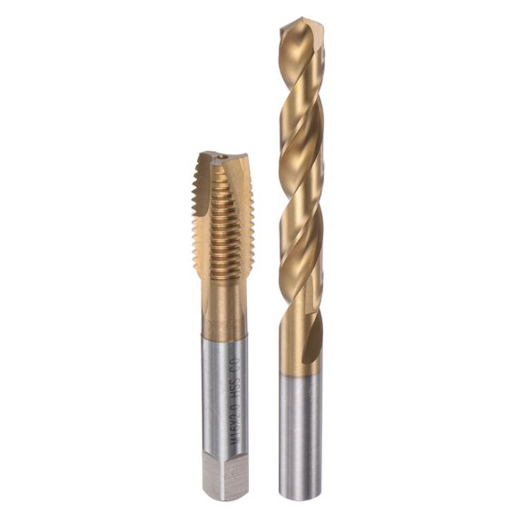 Uxcell M16 x 2 Spiral Point Tap 14mm Drill Bit Set Cobalt High Speed Steel Titanium Plated