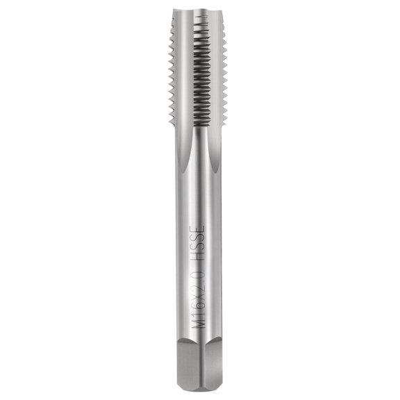 Uxcell M16 x 2 Straight Flute Tap - M35 High Speed Steel Metric Right Hand Thread Tap Polished Finish Screw Thread Milling Machine Taps Threading Tapping