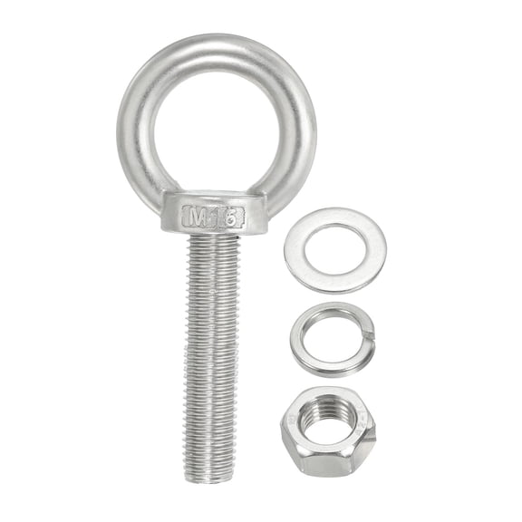 Uxcell M16 x 60mm Lifting Shoulder Eye Bolt Stainless Steel Lifting Ring Threaded Eyebolt with Nuts and Washers