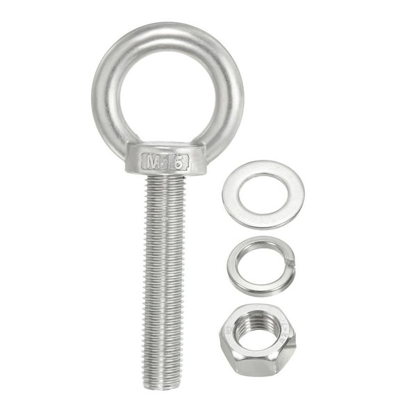 Uxcell M16 x 80mm Lifting Shoulder Eye Bolt Stainless Steel Lifting Ring Threaded Eyebolt with Nuts and Washers