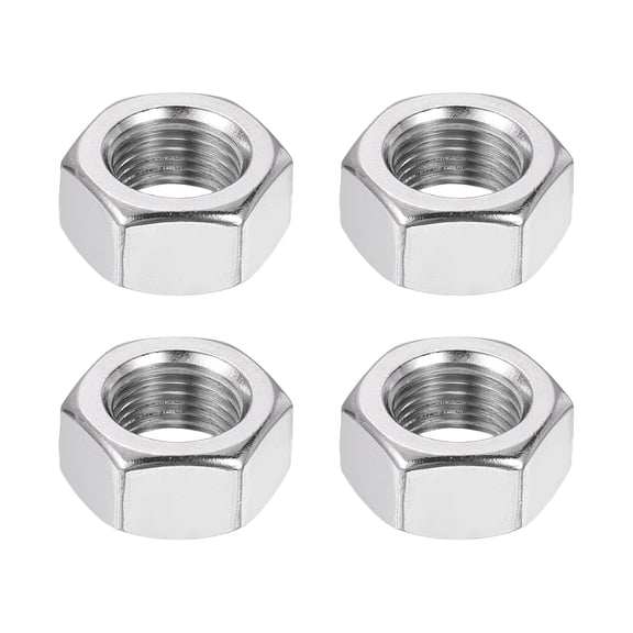 Uxcell M16x1.5mm Hex Nuts, 4Pcs 304 Stainless Steel Metric Fine Thread Hexagon Lock Nuts Fasteners 24mm/0.94" Width, 13mm/0.51" Height for Machinery Automotive Industrial Use