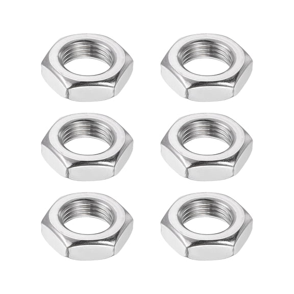 Uxcell M16x1.5mm Hex Nuts, 6Pcs 304 Stainless Steel Metric Fine Thread Hexagon Lock Nuts Fasteners 24mm/0.94" Width, 8mm/0.31" Height for Machinery Automotive Industrial Use