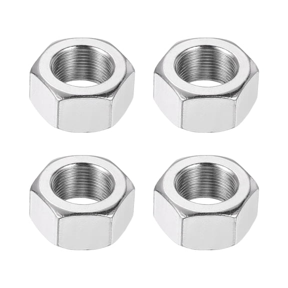 Uxcell M16x1mm Hex Nuts, 4Pcs 304 Stainless Steel Metric Fine Thread Hexagon Lock Nuts Fasteners 24mm/0.94" Width, 13mm/0.51" Height for Machinery Automotive Industrial Use