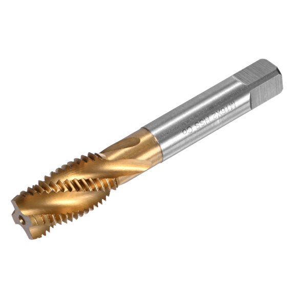 Uxcell M16x2mm Metric Thread Tap, HSS Titanium Coated 95mm Length Spiral Flute Right Hand Thread Screw Tapping Tool