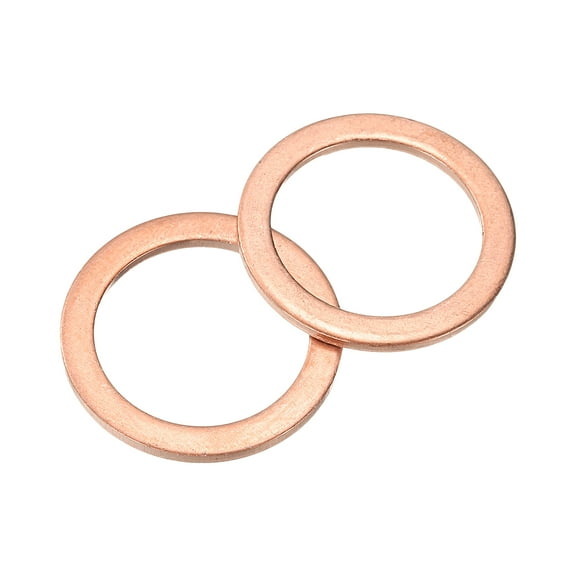Uxcell M18 Flat Washer, 12 Pack Copper Ring Washer 24mm OD 1.5 Thick Sealing Gasket Ring