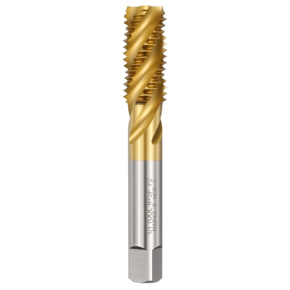 Uxcell M18 x 2.5 Spiral Flute Thread Tap - M2 High Speed Steel Right Hand Thread Tap Titanium Finish Screw Thread Milling Machine Taps Threading Tapping