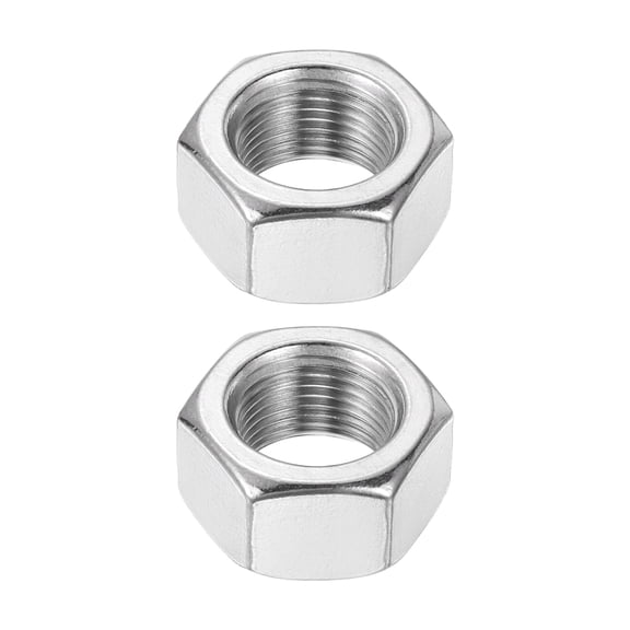 Uxcell M18x1.5mm Hex Nuts, 2Pcs 304 Stainless Steel Metric Fine Thread Hexagon Lock Nuts Fasteners 27mm/1.06" Width, 15mm/0.59" Height for Machinery Automotive Industrial Use