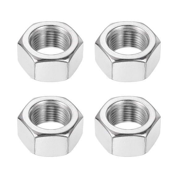 Uxcell M18x1.5mm Hex Nuts, 4Pcs 304 Stainless Steel Metric Fine Thread Hexagon Lock Nuts Fasteners 27mm/1.06" Width, 15mm/0.59" Height for Machinery Automotive Industrial Use