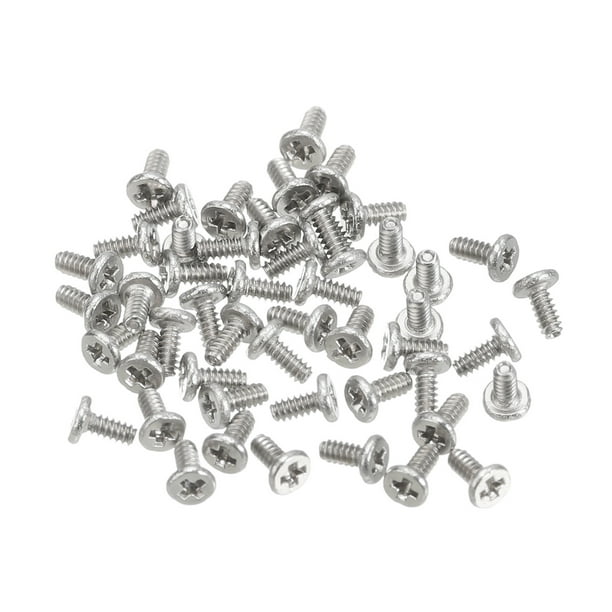 Uxcell M1x0.25x2mm 50 Pack Metal Flat Round Head Screws Phillips Drive Machine Bolt