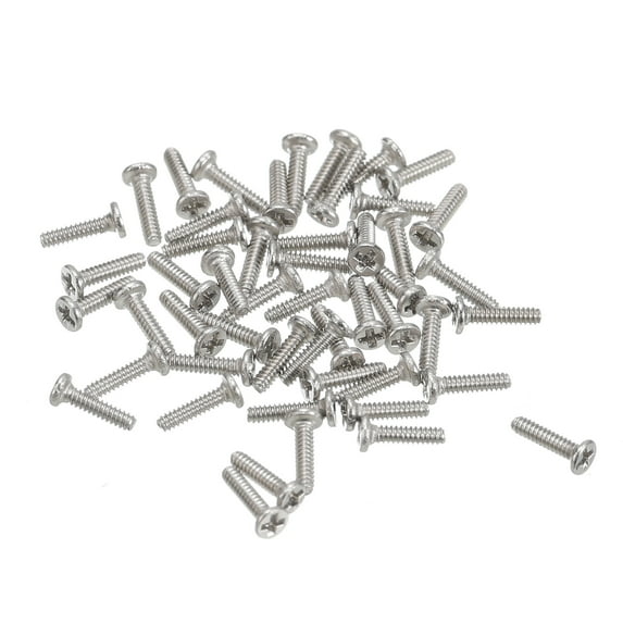 Uxcell M1x0.25x4mm 50 Pack Metal Flat Round Head Screws Phillips Drive Machine Bolt