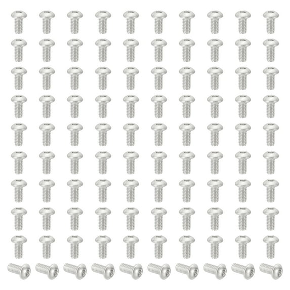Uxcell M2.5-0.45x5mm Button Head Socket Cap Screws, 100 Pcs 304 Stainless Steel Hex Socket Cap Screw