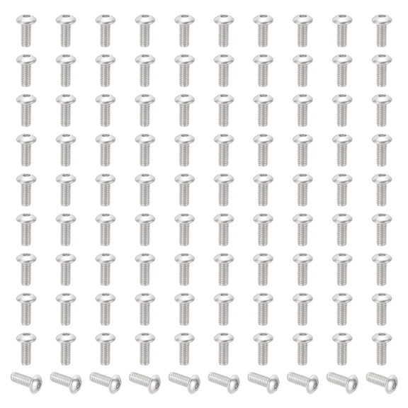 Uxcell M2.5-0.45x6mm Button Head Socket Cap Screws, 100 Pcs 304 Stainless Steel Hex Socket Cap Screw