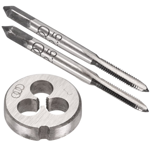 Uxcell M2.5 Tap and Die Set, M2.5 Metric Hand Threading Tool Kit, 9SiCr Alloy Steel Taper & Plug Tap and Round Die for Repairing Threads of Steel, Aluminum, Cast Iron