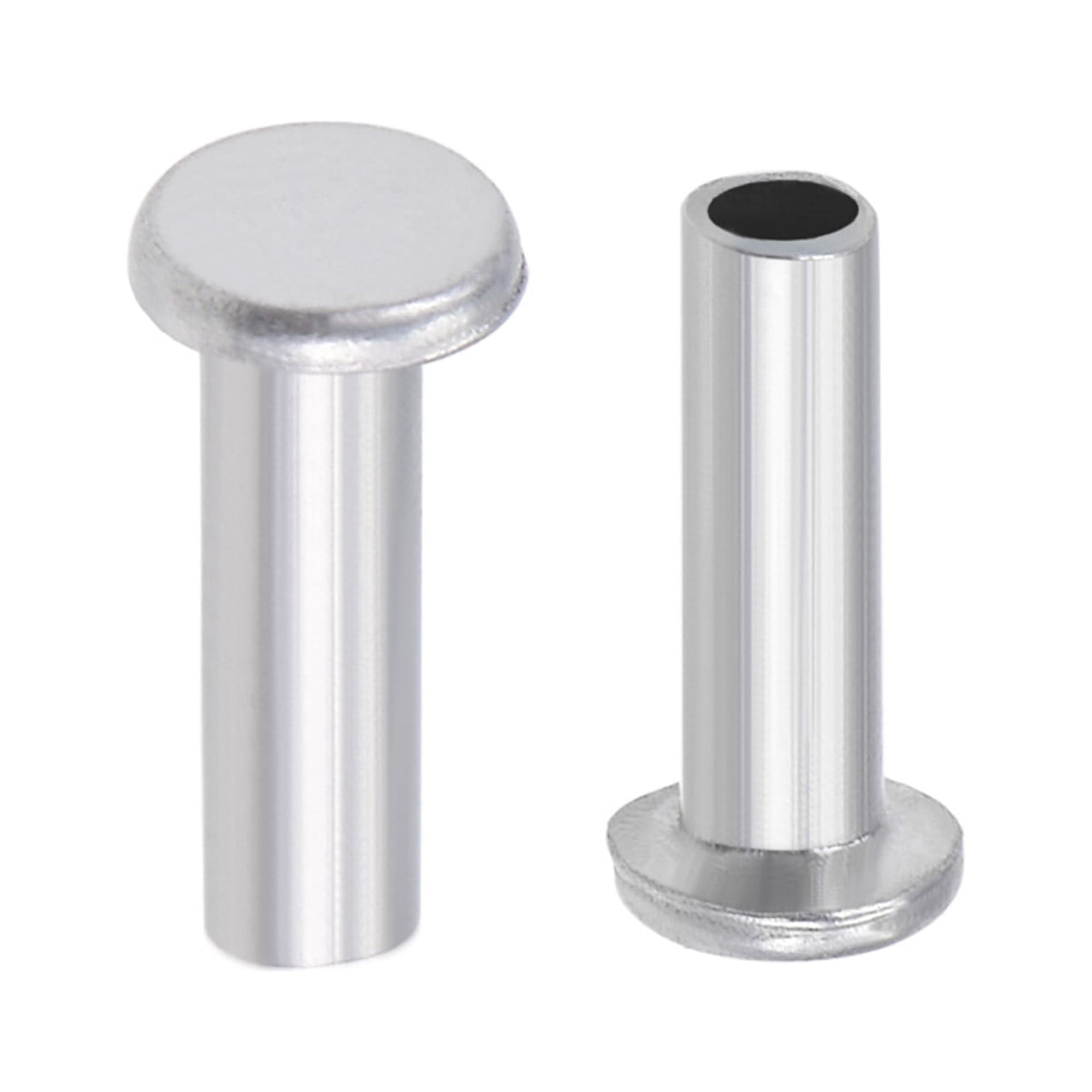Uxcell M2.5 x 0.31'' Flat Head Semi-Tubular Rivets Aluminum Silver Tone ...