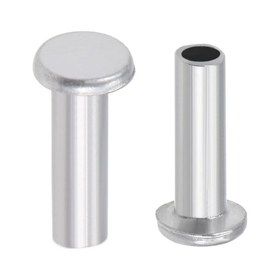 Uxcell M2.5 x 0.31'' Flat Head Semi-Tubular Rivets Aluminum Silver Tone 100 Pcs