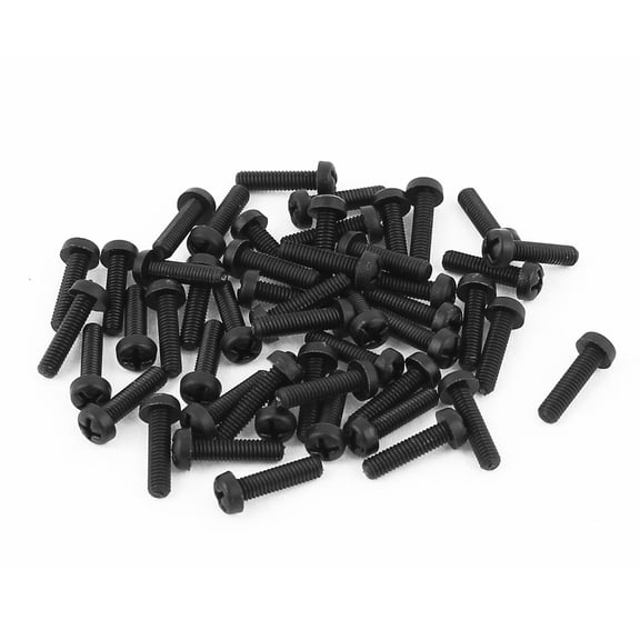 Uxcell M2.5 x 10mm Nylon Cross Pan Head Machine Screws Black (50-pack)
