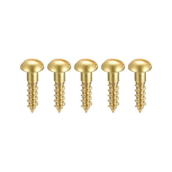 Uxcell M2.5 x 10mm Wood Screws Slotted Round Head Brass Self-Tapping Screw 50 Pack