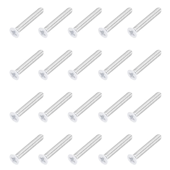 Uxcell M2.5 x 16mm Flat Countersunk Head Machine Screws 304 Stainless Steel Full Thread Phillips Drive Cross Screw for Furniture Connection Electrical Appliances (White, Pack of 20)