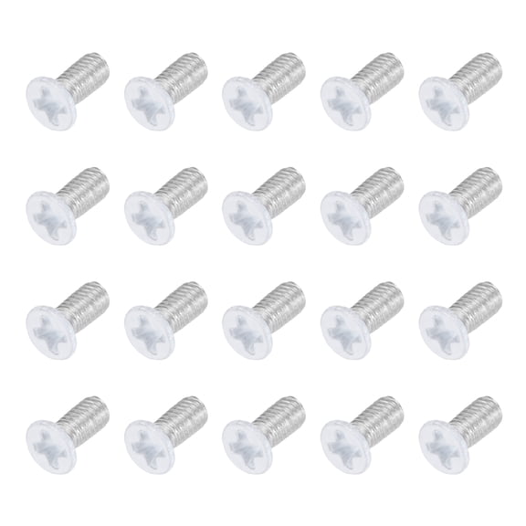 Uxcell M2.5 x 6mm Flat Countersunk Head Machine Screws 304 Stainless Steel Full Thread Phillips Drive Cross Screw for Furniture Connection Electrical Appliances (White, Pack of 20)