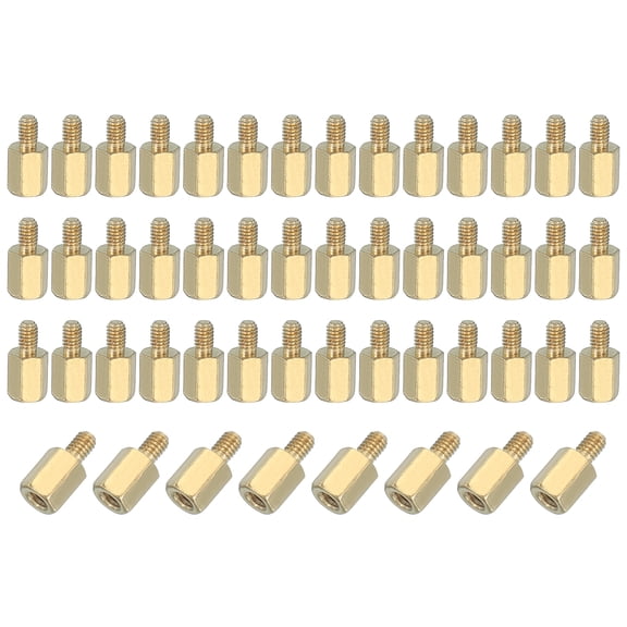 Uxcell Female Thread Hex Brass PCB Standoff, for FPV Drone Quadcopter PCB Motherboard Steel Screw Nut Set Computer Electrical 6+4 mm 50