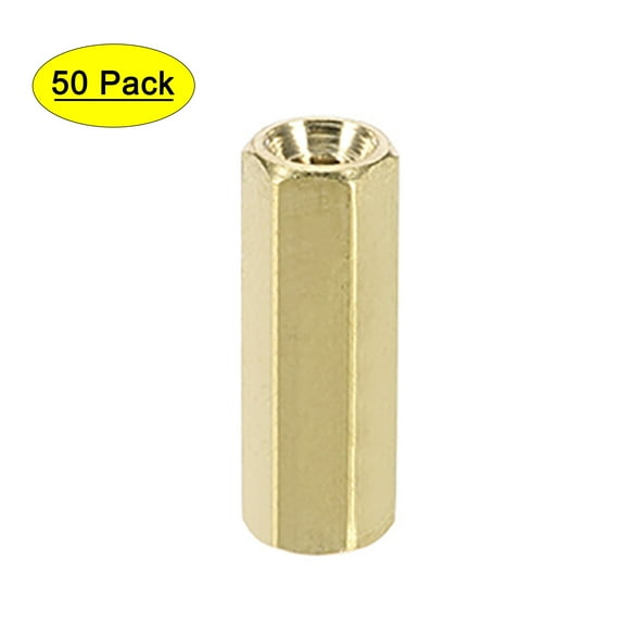 Uxcell M2.5x13mm Female to Female Hex Brass Spacer 50 Count