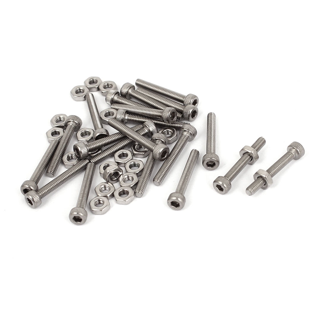 20 Vis à Tête Hexagonale M2,5x18mm - Inox, Embouts Moletés, Pour Montage Précis
