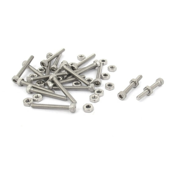 Uxcell M2.5x20mm Stainless Steel Hex Socket Head Knurled Cap Screws Bolts Nut Set (20-pack)