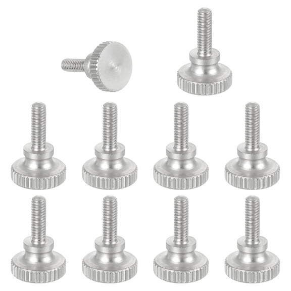 Uxcell M2.5x8mm Vernier Caliper Screws, 304 Stainless Steel Flat Head Shoulder Thumb Screws Metric Diamond Knurled Head Bolts Grip Knobs Hand Tighten Thread Fasteners Lock Position, 10 Pcs