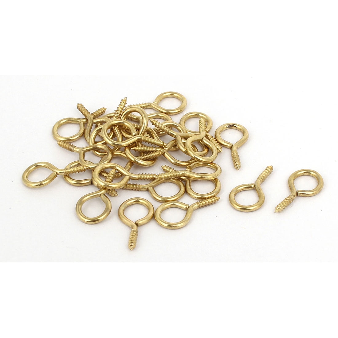 Uxcell M2 Metal Copper Plated Self Tapping Screw Eye Hook Gold Tone