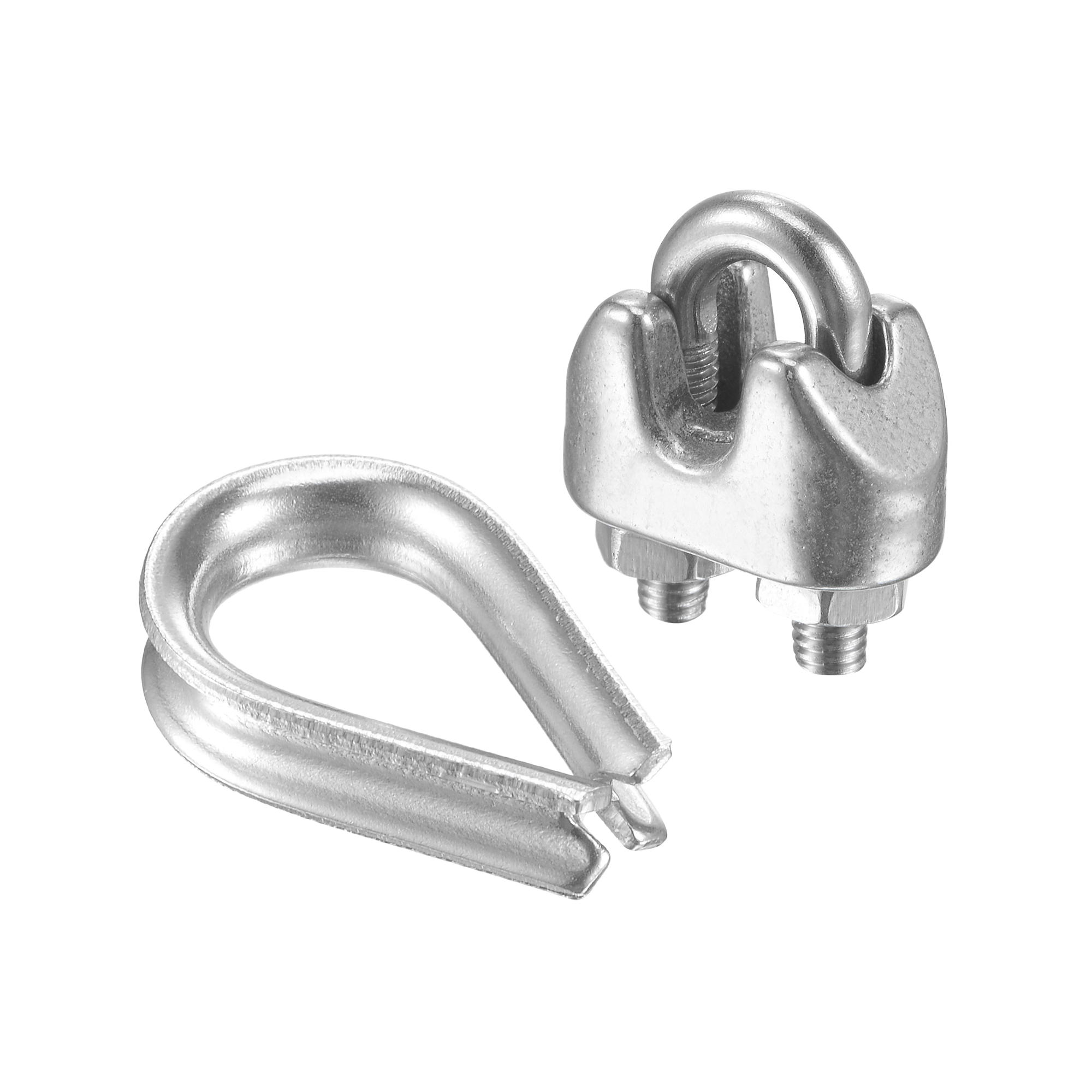 Uxcell M2 Stainless Steel Wire Rope Clip Kit, Included Rope Clamp 10 Pack Thimble Rigging 10 Pack - image 1 of 7
