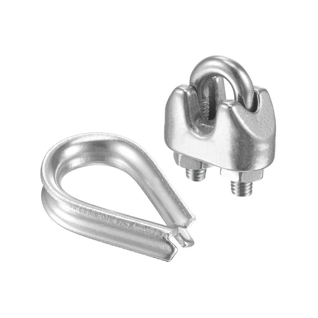 Uxcell M2 Stainless Steel Wire Rope Clip Kit, Included Rope Clamp 10 Pack Thimble Rigging 10 Pack
